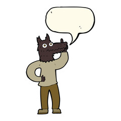 cartoon werewolf with idea with speech bubble
