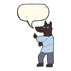 cartoon werewolf with speech bubble