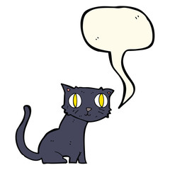 cartoon black cat with speech bubble