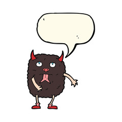 funny cartoon monster with speech bubble