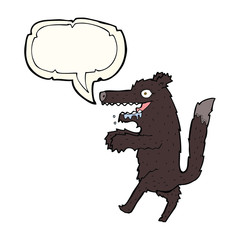 cartoon big bad wolf with speech bubble