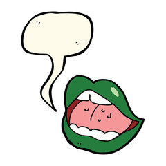 cartoon halloween mouth with speech bubble