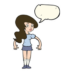cartoon pretty woman with speech bubble