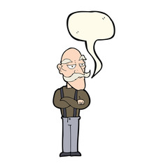 cartoon bored old man with speech bubble