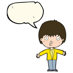 cartoon amazed boy with speech bubble