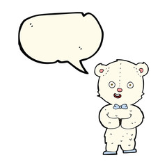 cartoon teddy polar bear with speech bubble