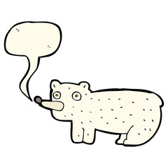 funny cartoon polar bear with speech bubble