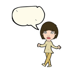 cartoon surprised woman with speech bubble