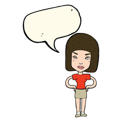 cartoon annoyed woman with speech bubble