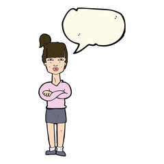 cartoon annoyed woman with speech bubble