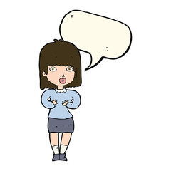 cartoon shocked woman with speech bubble