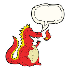 cartoon fire breathing dragon with speech bubble