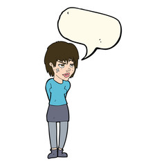 cartoon woman with plaster on face with speech bubble