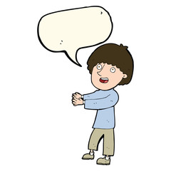 cartoon happy man showing with speech bubble