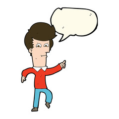 cartoon man pointing with speech bubble
