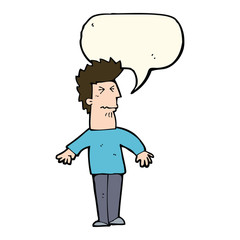 cartoon stressed man with speech bubble