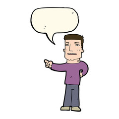 cartoon man pointing with speech bubble