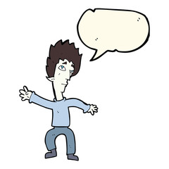 cartoon vampire man with speech bubble