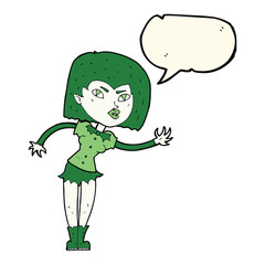 cartoon vampire girl with speech bubble