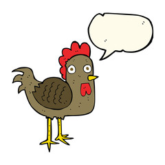 cartoon chicken with speech bubble