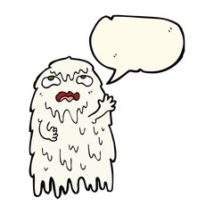 gross cartoon ghost with speech bubble