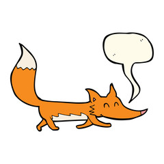cartoon little fox with speech bubble