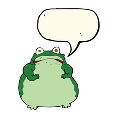cartoon fat frog with speech bubble
