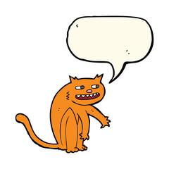 cartoon happy cat with speech bubble