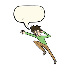 cartoon jumping man with speech bubble