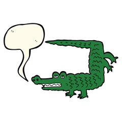 cartoon crocodile with speech bubble