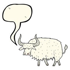 cartoon annoyed hairy ox with speech bubble