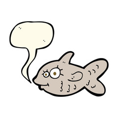 cartoon happy goldfish with speech bubble