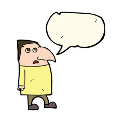cartoon worried man with speech bubble