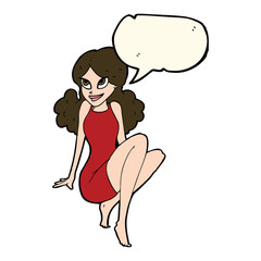 cartoon attractive woman posing with speech bubble
