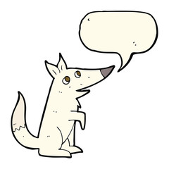 cartoon wolf cub with speech bubble