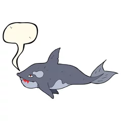 Gordijnen cartoon killer whale with speech bubble © lineartestpilot