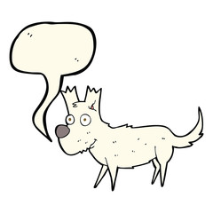 cartoon cute little dog with speech bubble
