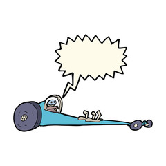 cartoon drag racer with speech bubble