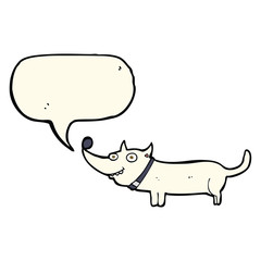 cartoon happy dog with speech bubble