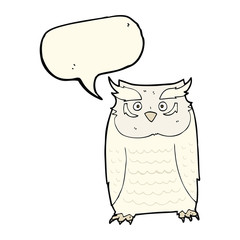 cartoon owl with speech bubble