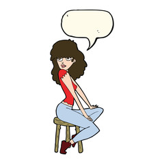cartoon woman striking pose with speech bubble