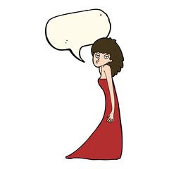 cartoon woman pulling photo face with speech bubble