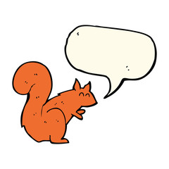 cartoon red squirrel with speech bubble