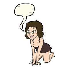 cartoon funny sexy woman with speech bubble