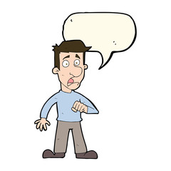 cartoon shocked man with speech bubble