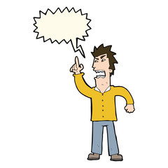 cartoon angry man making point with speech bubble
