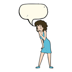 cartoon woman laughing with speech bubble
