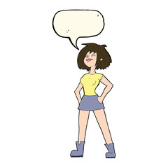 cartoon capable woman with speech bubble
