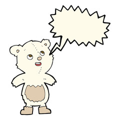 cartoon polar bear with speech bubble