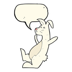 cartoon white rabbit with speech bubble